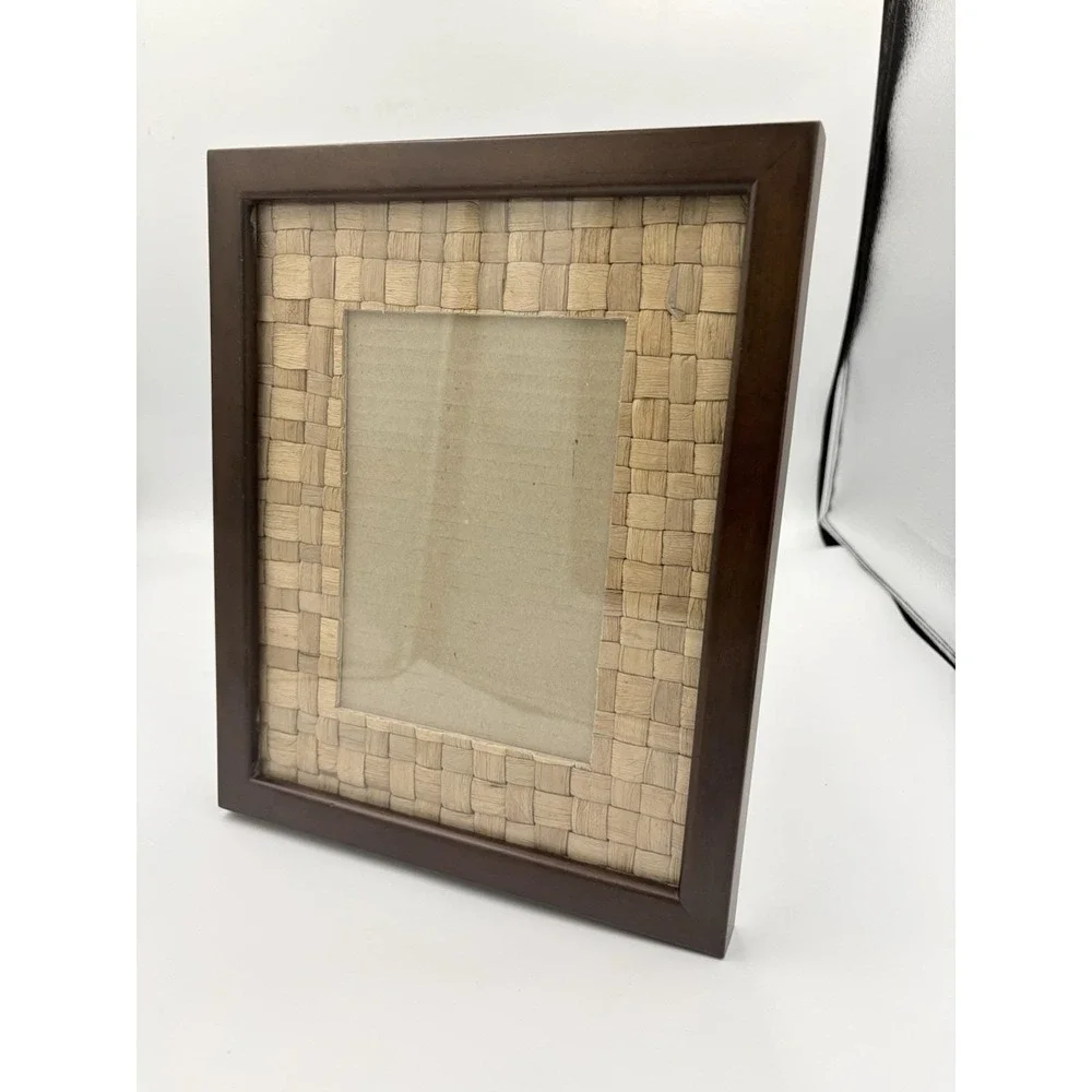 Walnut‎ Wood Picture Frame Rattan Border for 5x7 Pic (8x10) Frame By Weston